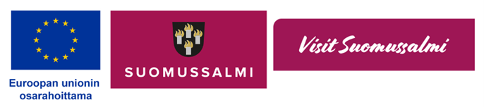 Kuvassa kolme logoa: EU:n, Suomussalmen kunnan ja Visit Suomussalmen. 