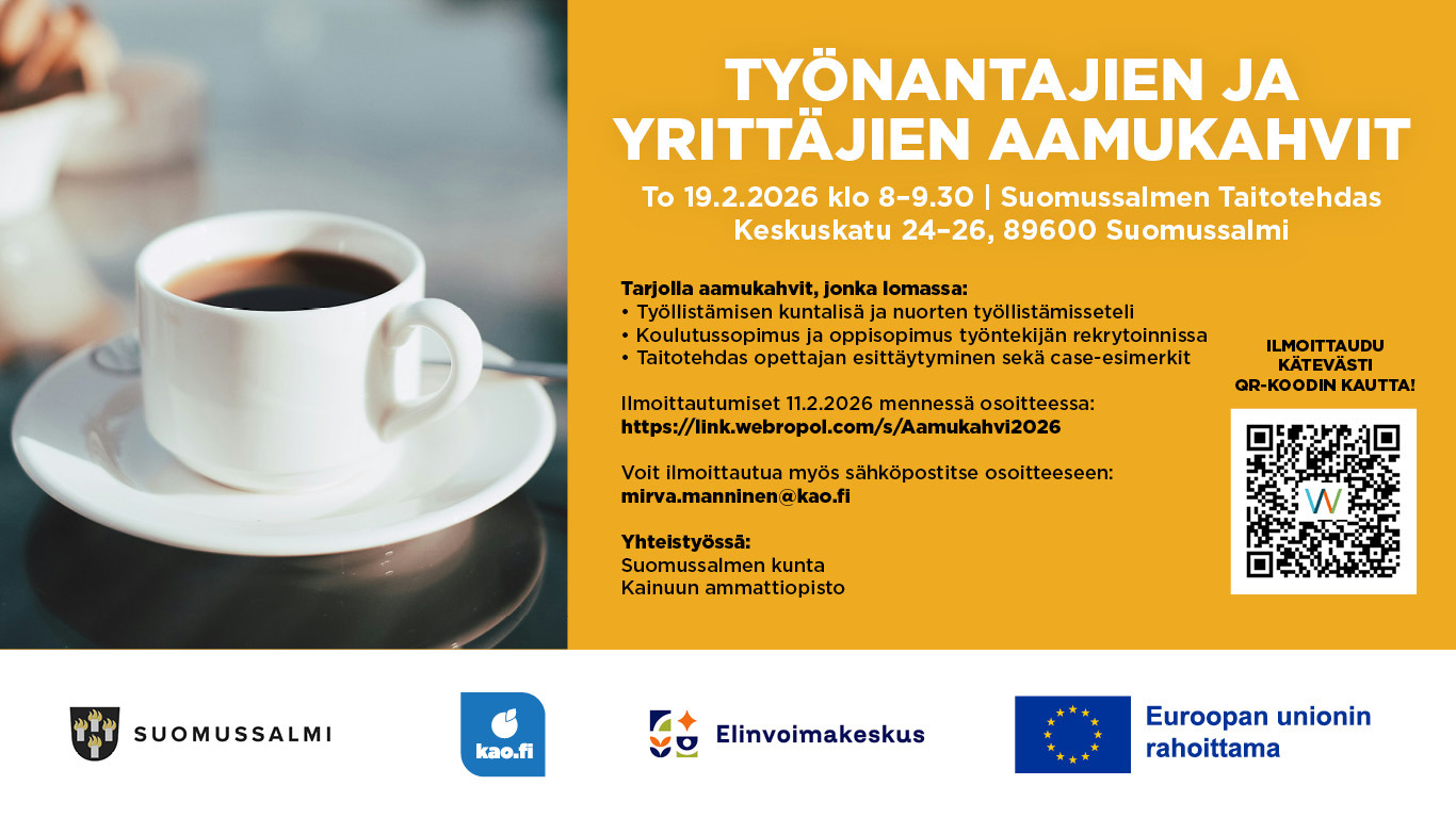 Taitotehtaan aamukahvit -mainos