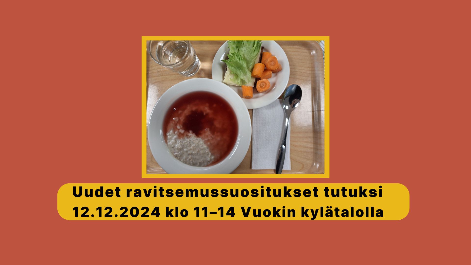 valokuvassa ateria, puurolautanen ja pienellä lautasella leipä ja porkkanoita.