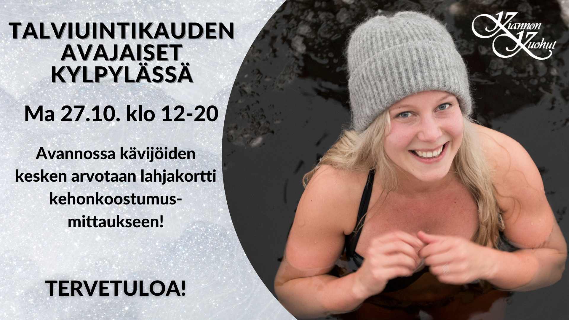 Kuvituskuvana nainen avannossa. Tekstinä sama kuin tekstikentässä.