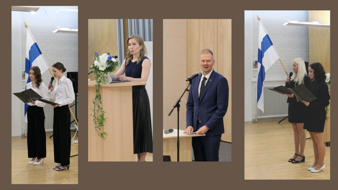 Kuvakoosteessa juhlassa esiintyneitä.